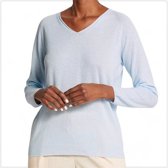 Max Mara Light Blue Smirne Sweater Lightweight Cashmere Wool Blend NWT New XS - Picture 2 of 7